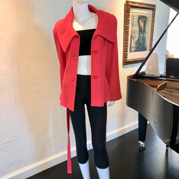 St.John Red Belted Wrap-Style ShawlCollar Jacket💘❤️ - Picture 7 of 8